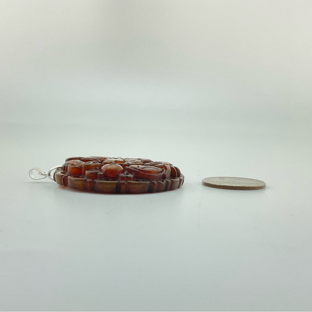 Jade Dragon Pendant, Handmade, Brown Jade, Lucky Stone, 18k Gold Plated Bail - Picture 9 of 11